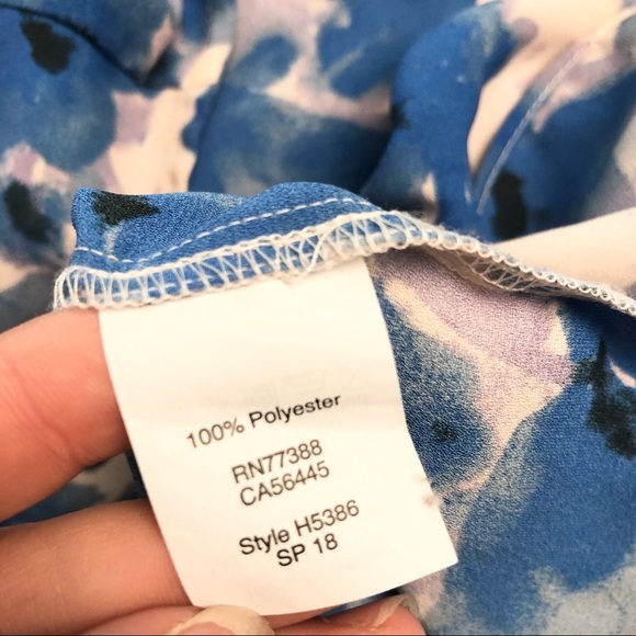 J Crew Blue Floral Print Peplum Blouse Sz XS - Picture 11 of 12